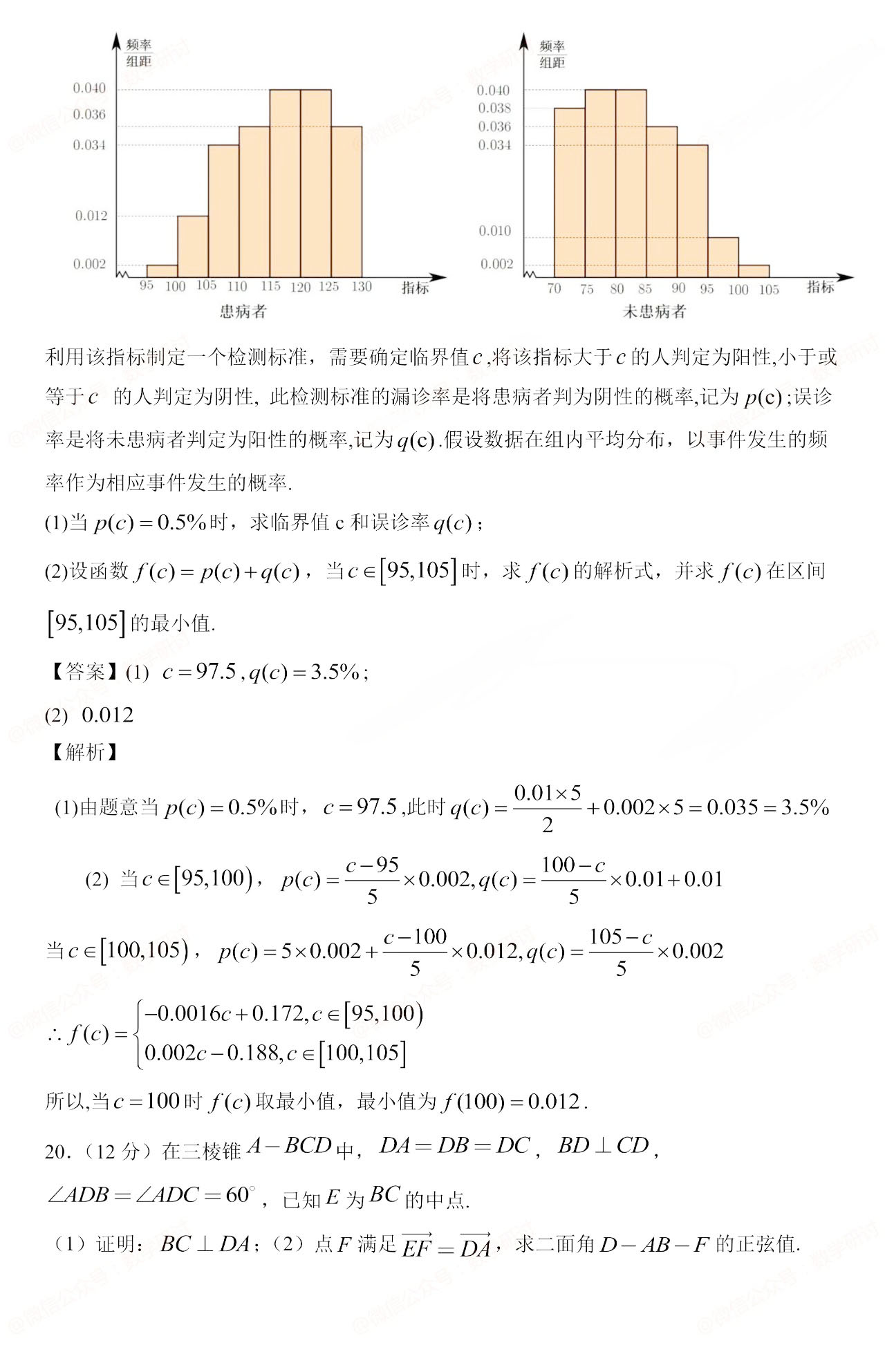 2023年高考数学新课标2卷真题答案高清图片